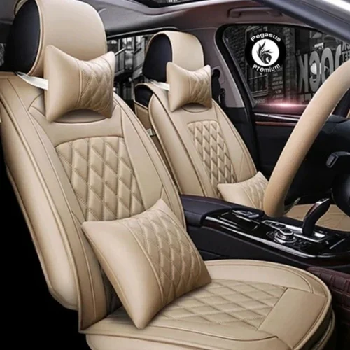 Premium beige leatherette car seat covers